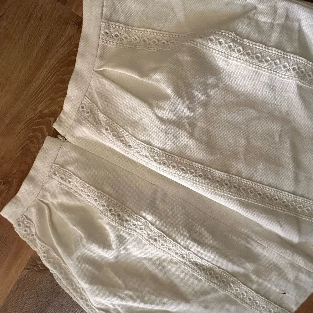 J. Crew White A-Line Crochet Lace Detail Mini Skirt